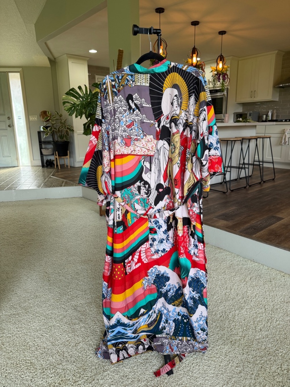 Amazon Multicolor Printed Kimono Tunic - Bold Graphic Pattern - Picture 3 of 4